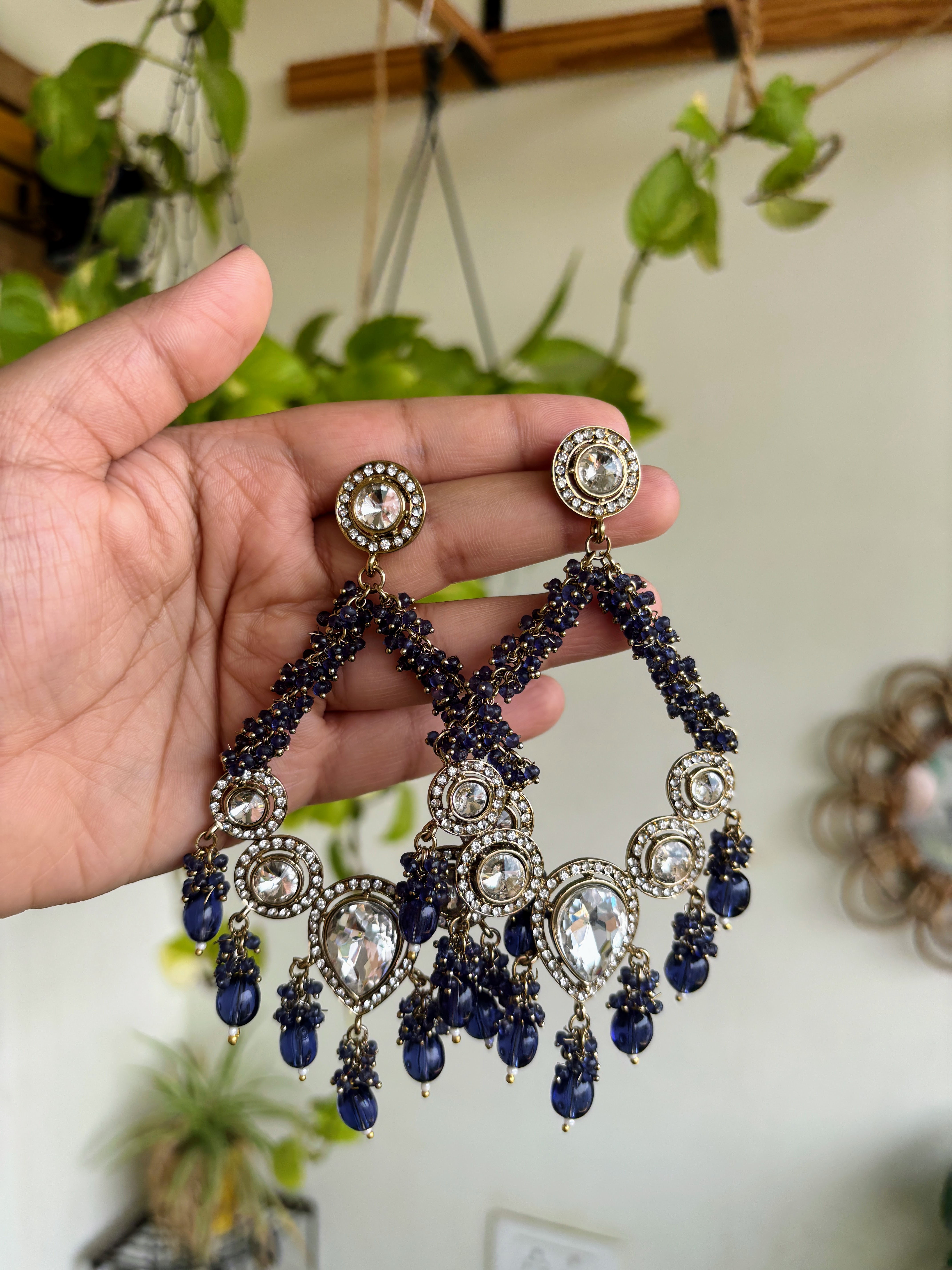 Kundan Pearl Long Earrings - P0463
