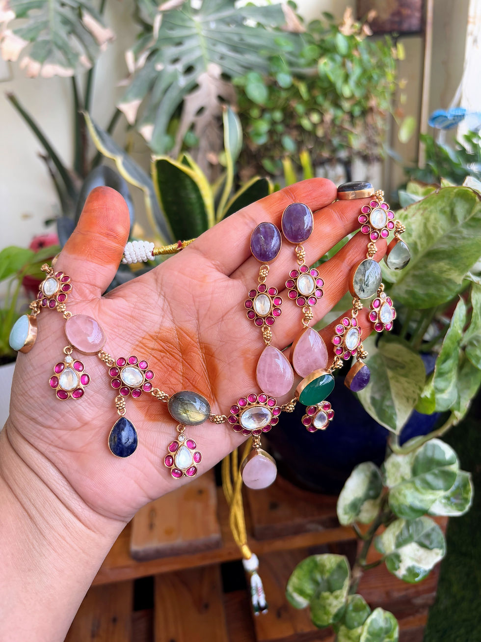 Thumbnail: Natural Jadau Stone Neckset - P0355