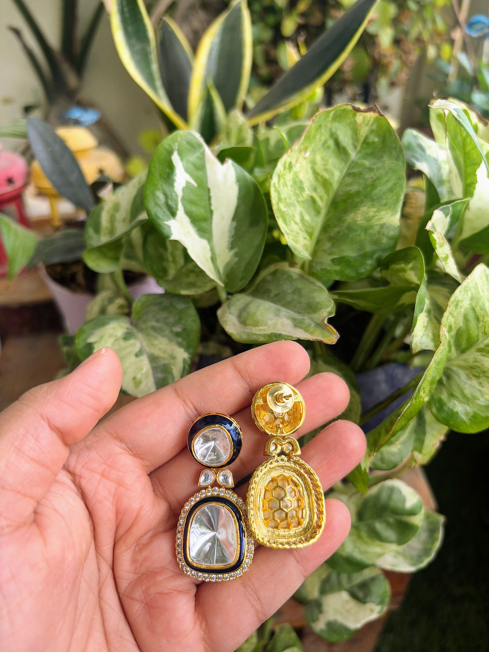 Thumbnail: Polki Stud Earrings - P0316
