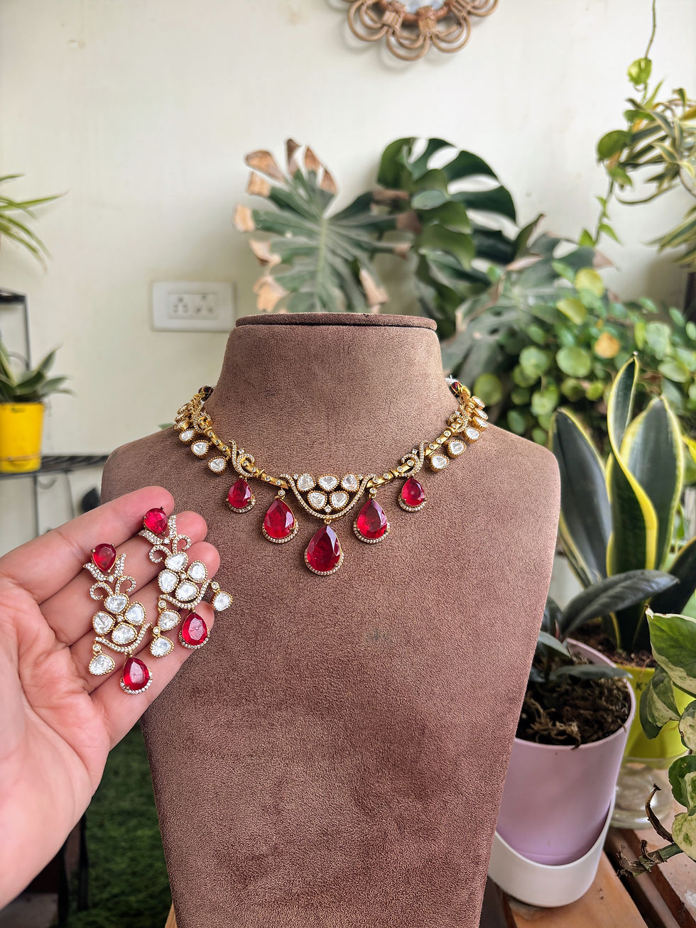 Thumbnail: Moissanite Ruby Doublet Neckset - P0292