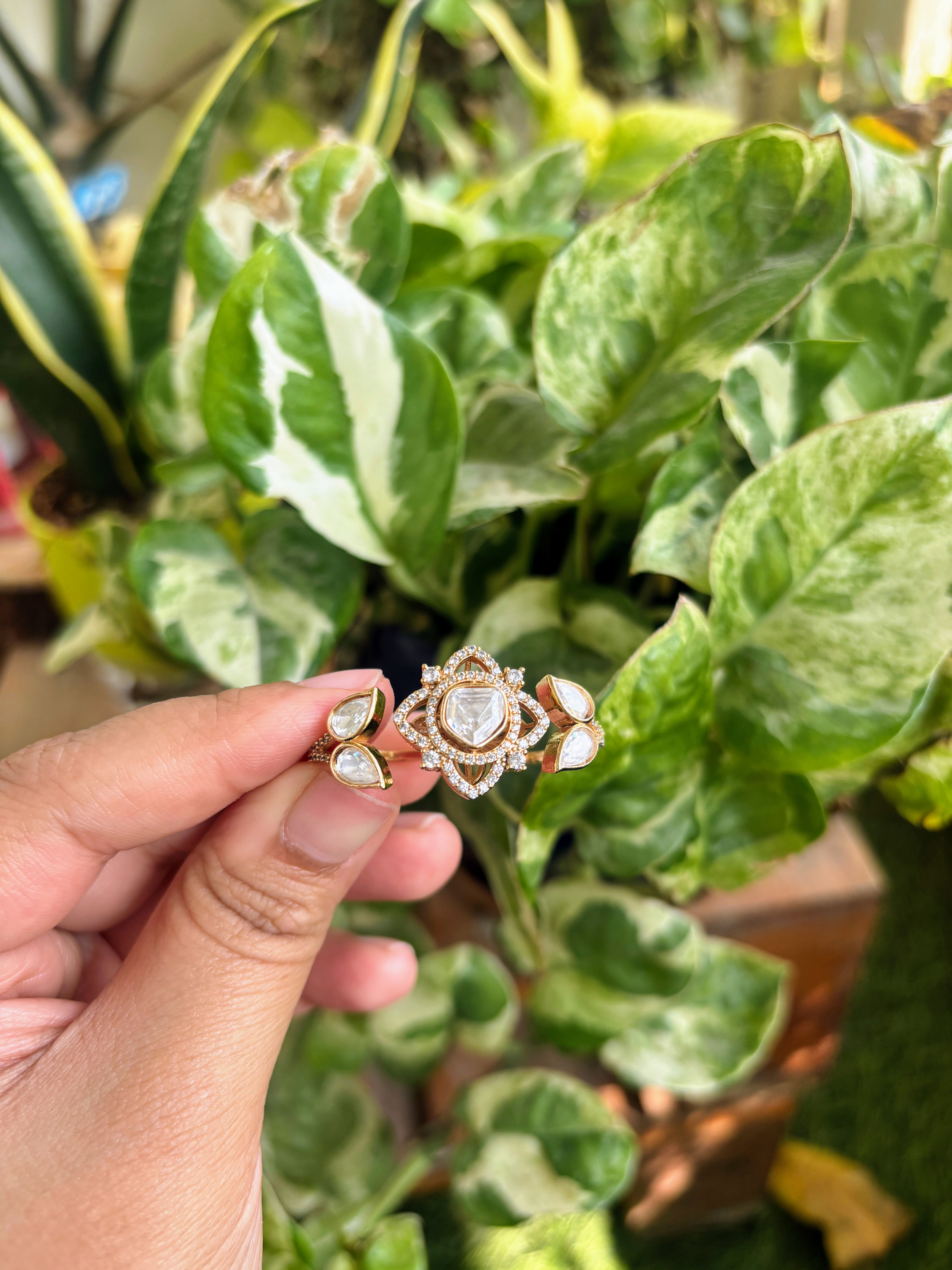 Moissanite Dual Finger Ring - P0267