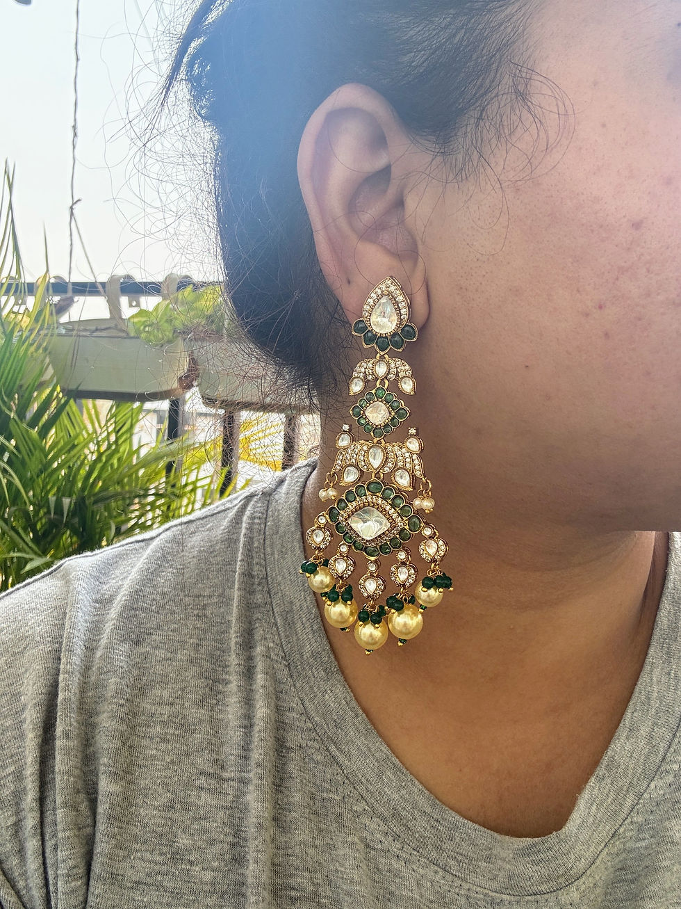 Thumbnail: Statement kundan Danglers Green - P0414