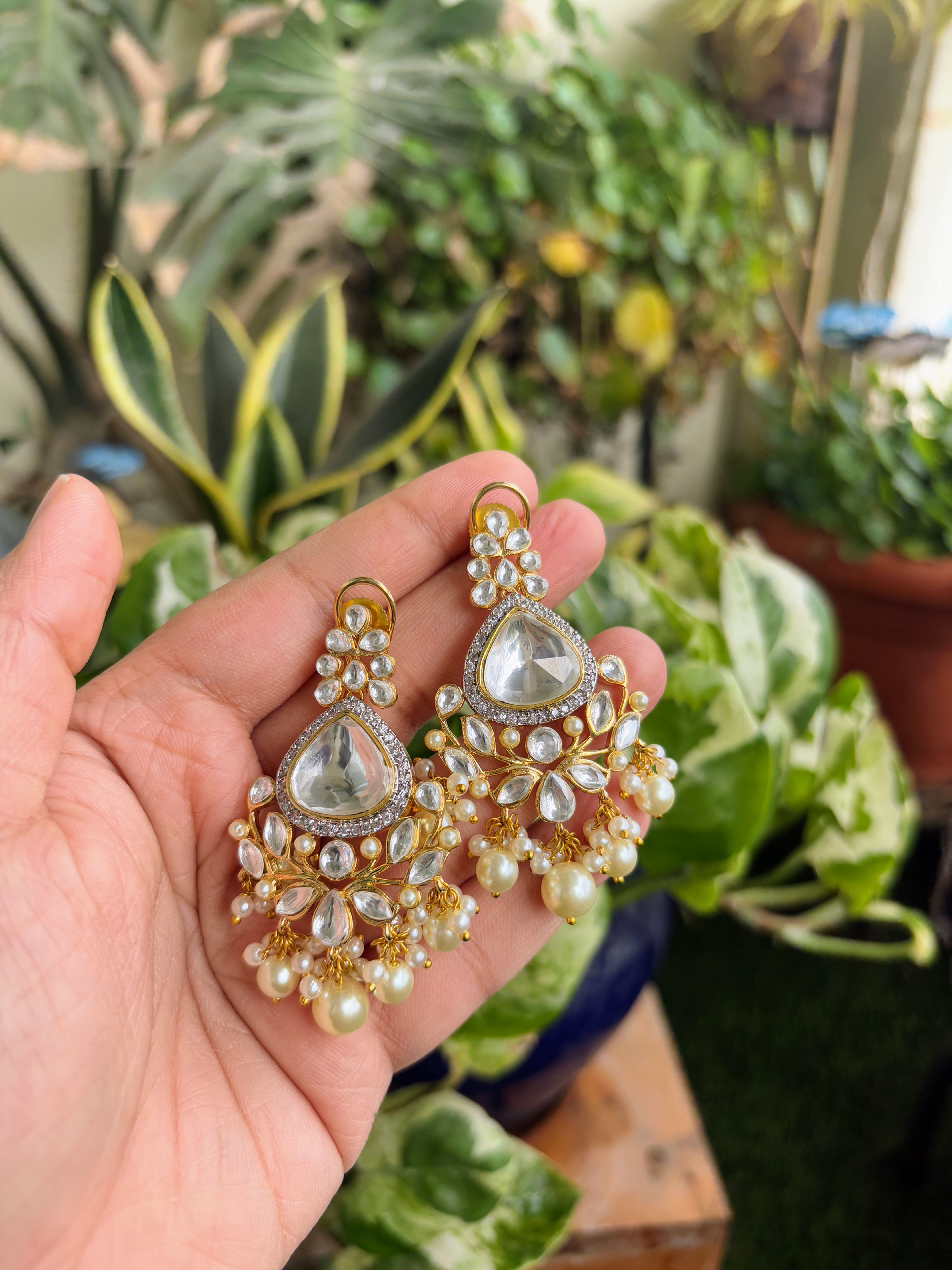 Polki Pearl Earrings - P0319