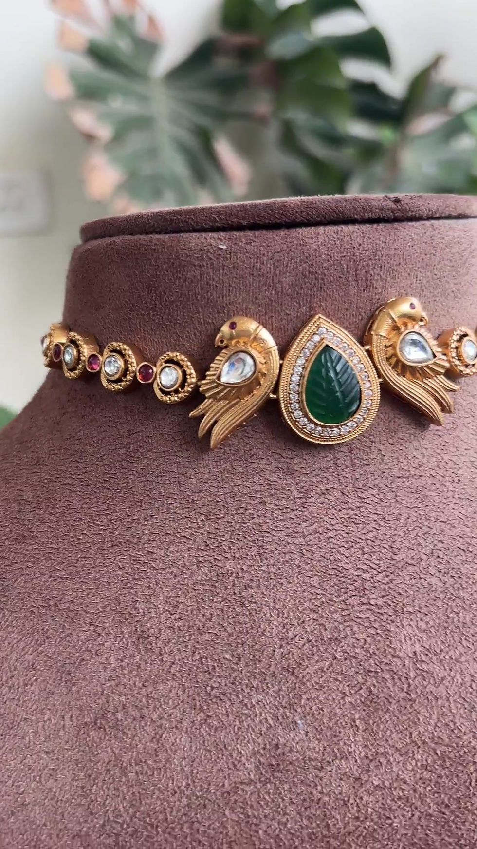 Thumbnail: Jade Kundan Choker Set Green - P0297