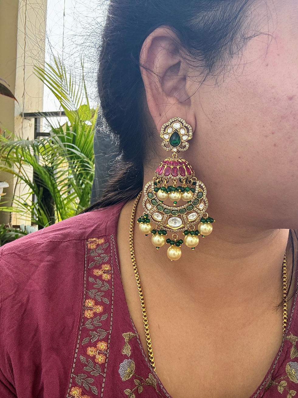 Thumbnail: Polki Ruby Chandbaali - P0395