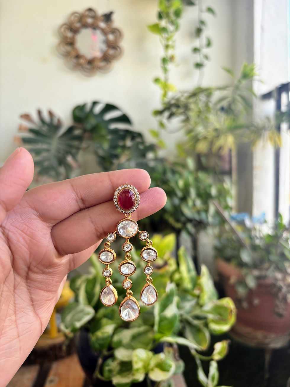 Thumbnail: Moissanite Polki Dangler - P0202