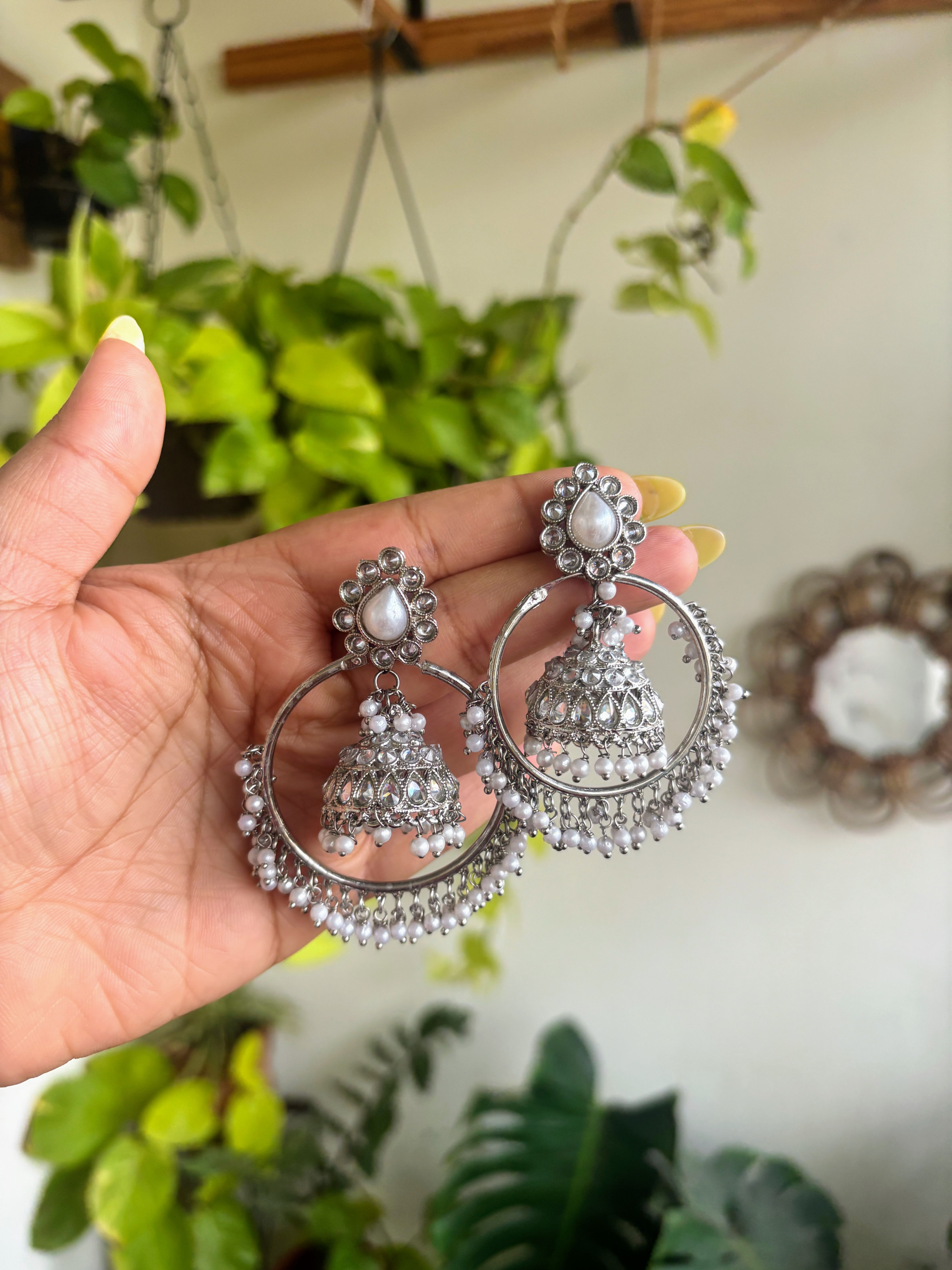 CZ White Hoop Earrings - SP050