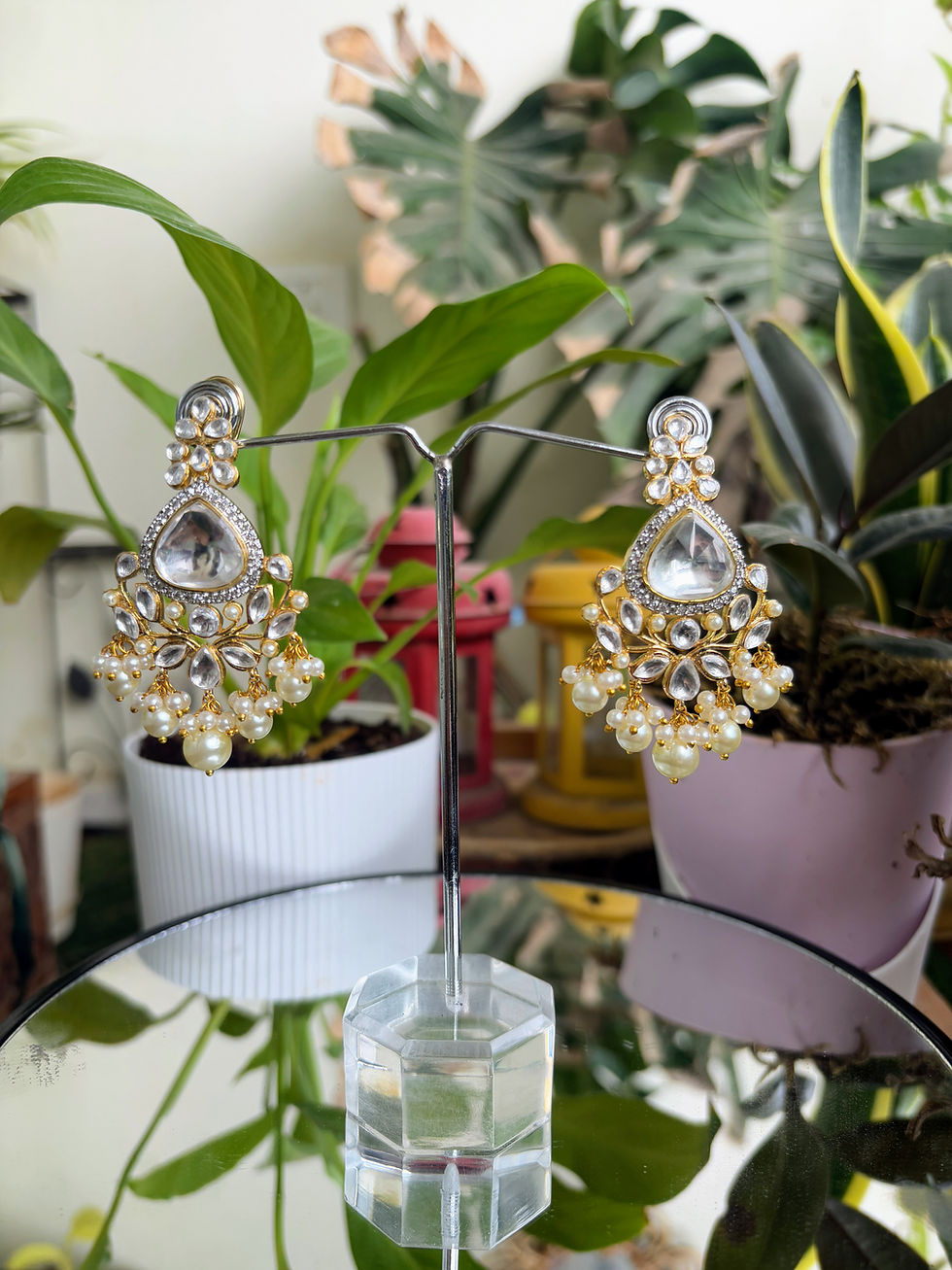 Thumbnail: Polki Pearl Earrings - P0319