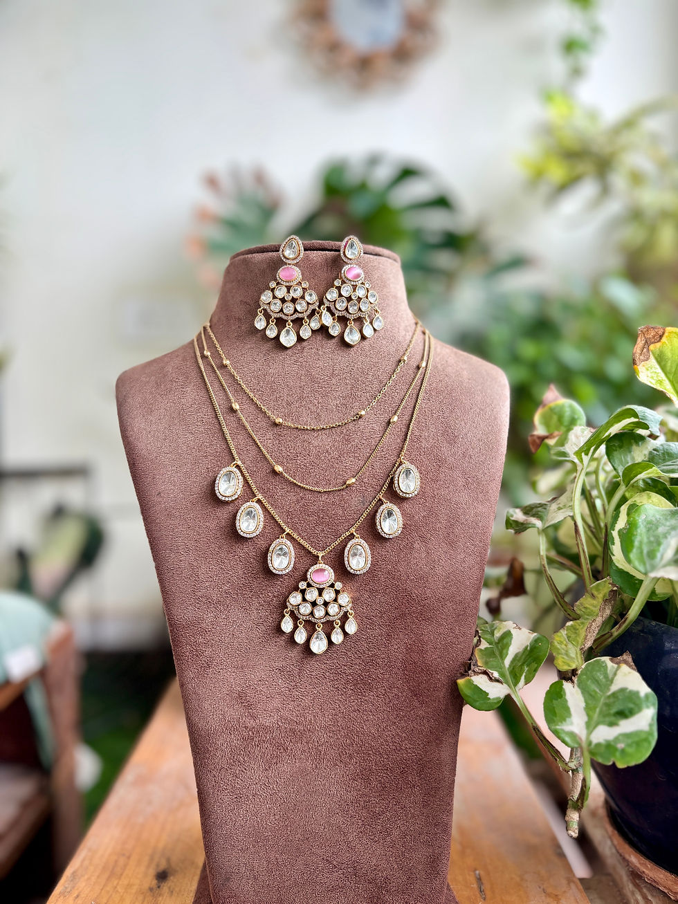 Thumbnail: Moissanite Kundan Layered Set - P08
