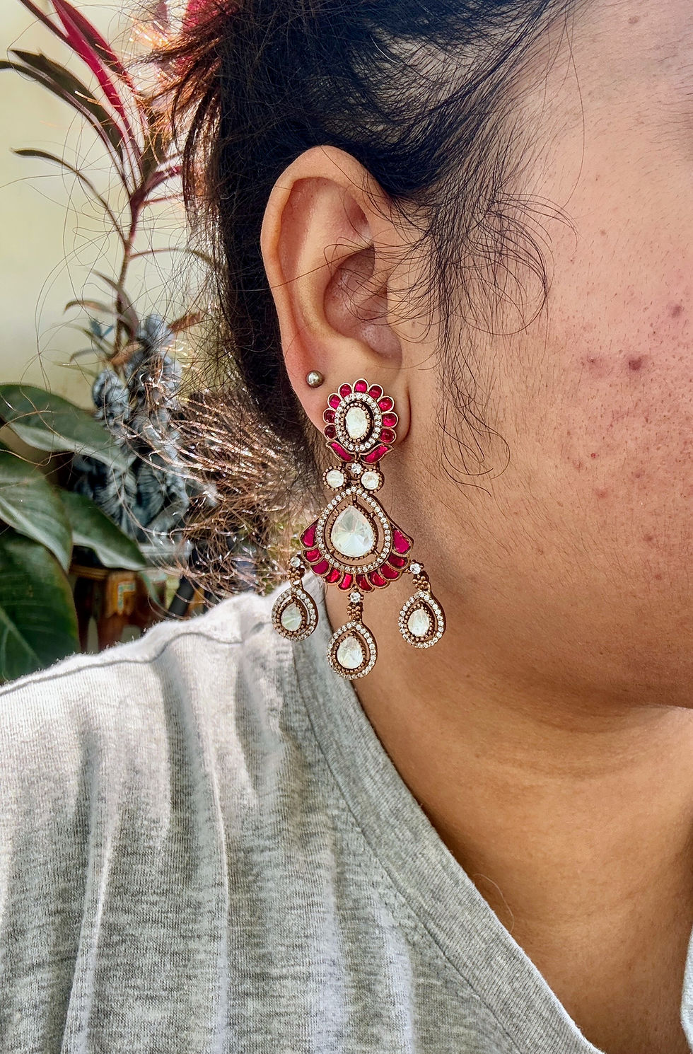 Thumbnail: Polki Jadau Earrings - P0342