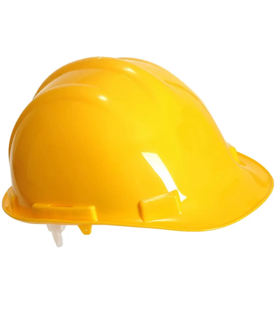 Bright yellow hard hat, essential safety gear for construction sites and workers.