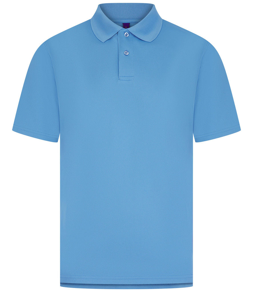 Light blue polo shirt. 569M Russell Hardwearing Poly/Cotton Piqué Polo Shirt. Workwear Hub.