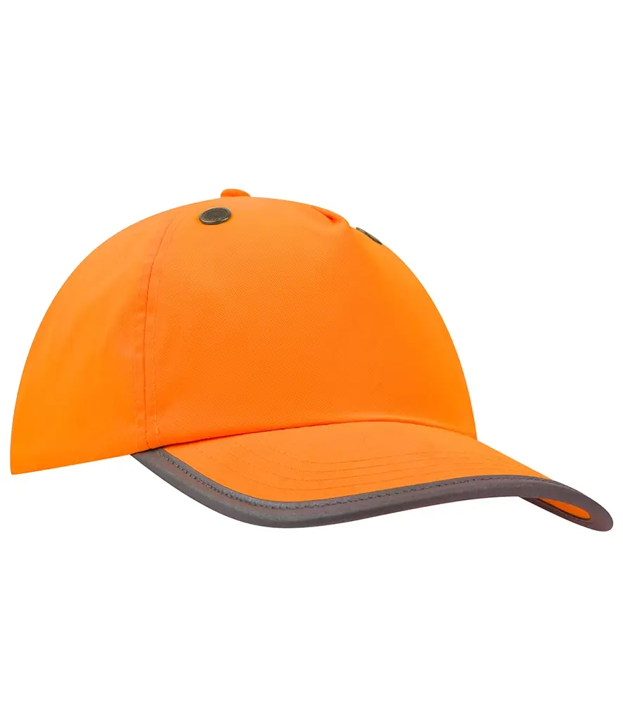 Bright orange cap with grey trim, perfect for outdoor activities. The Workwear Hub