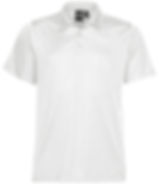 White polo shirt featuring JP003 AWDis Stretch Tipped Piqué Polo Shirt, a stylish garment.
