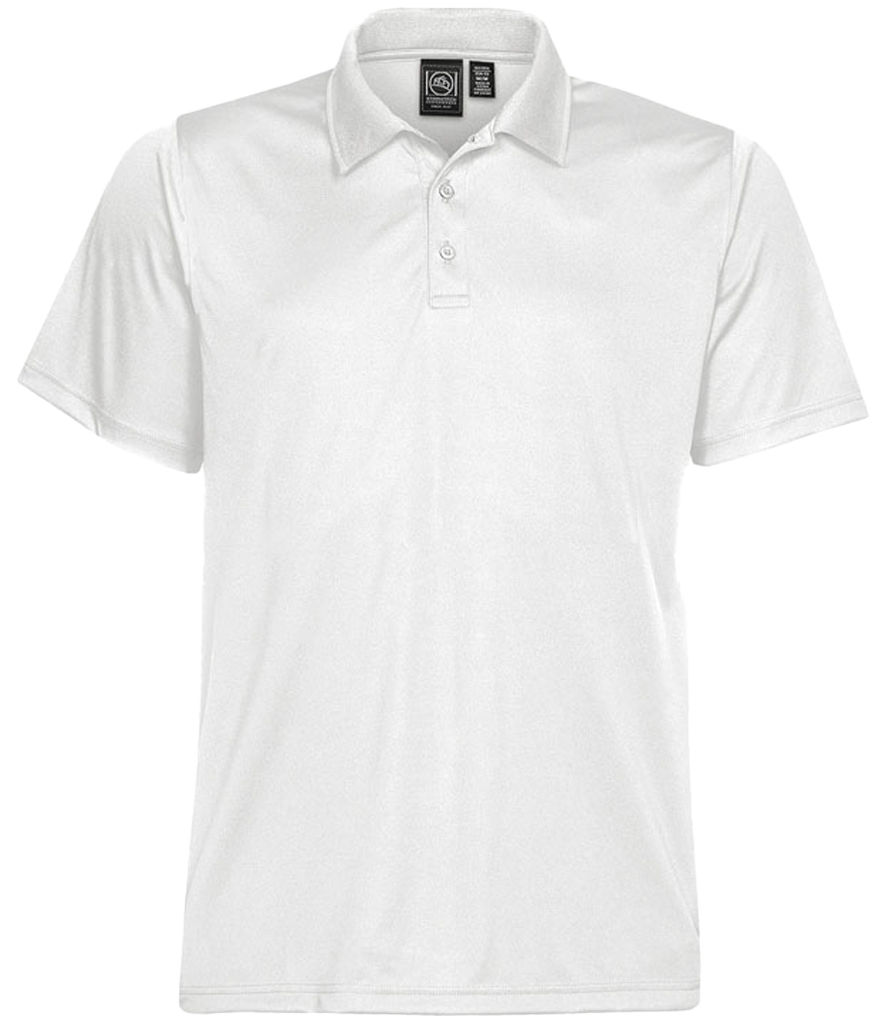 White polo shirt featuring JP003 AWDis Stretch Tipped Piqué Polo Shirt, a stylish garment.