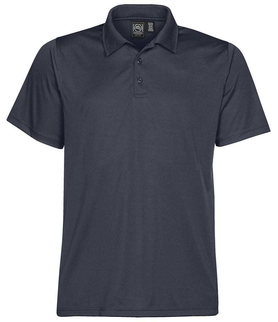 Navy blue polo shirt. JP003 AWDis Stretch Tipped Piqué Polo Shirt, short sleeves. The Workwear Hub.