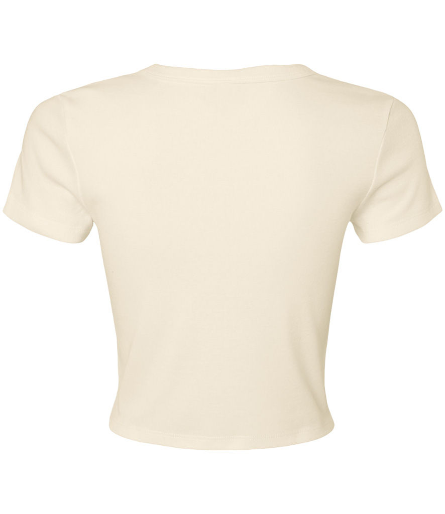 Cream-colored crop top from the back, simple design, ideal for summer fashion.