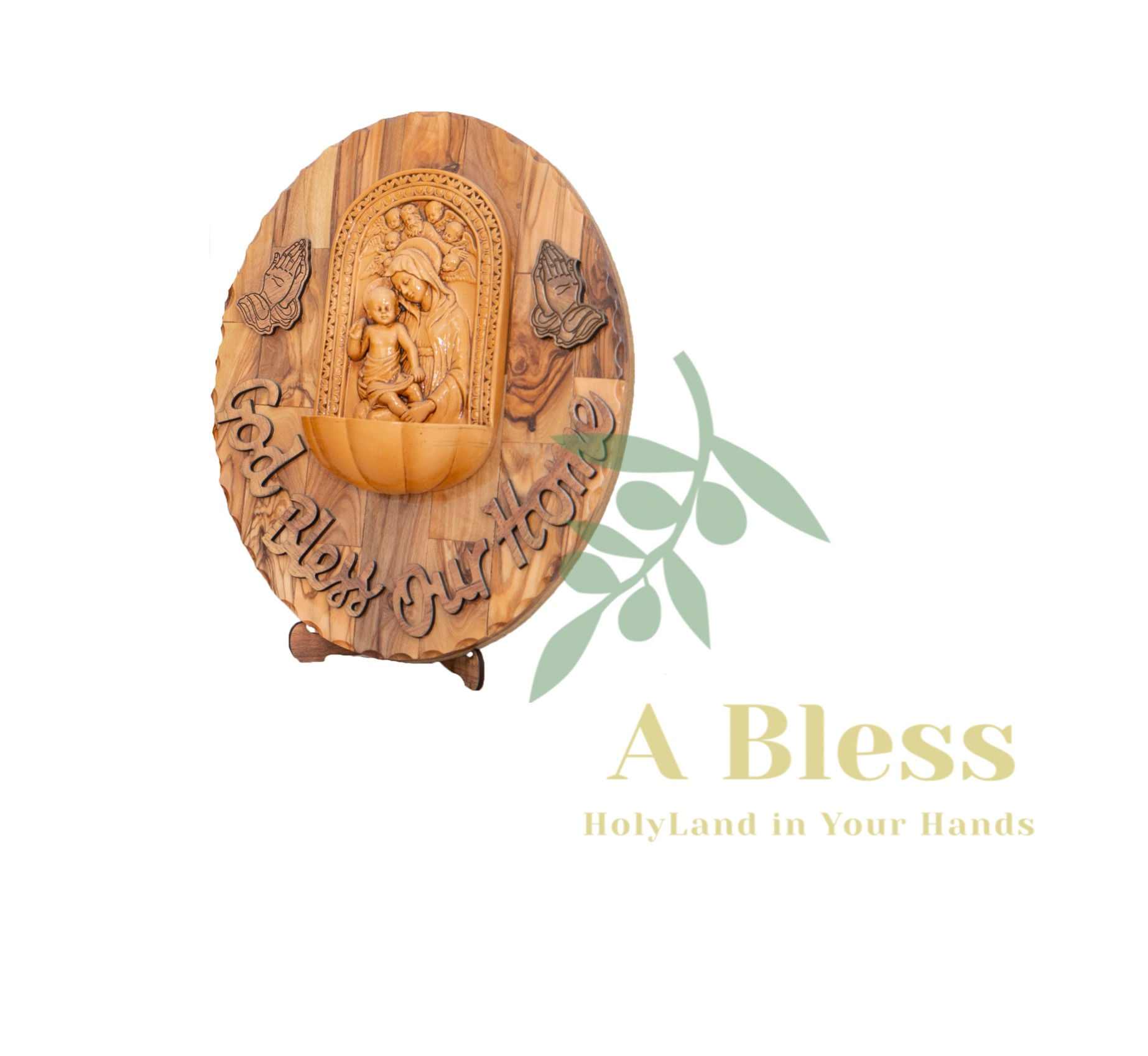Virgin Mary & Child Wooden Stand