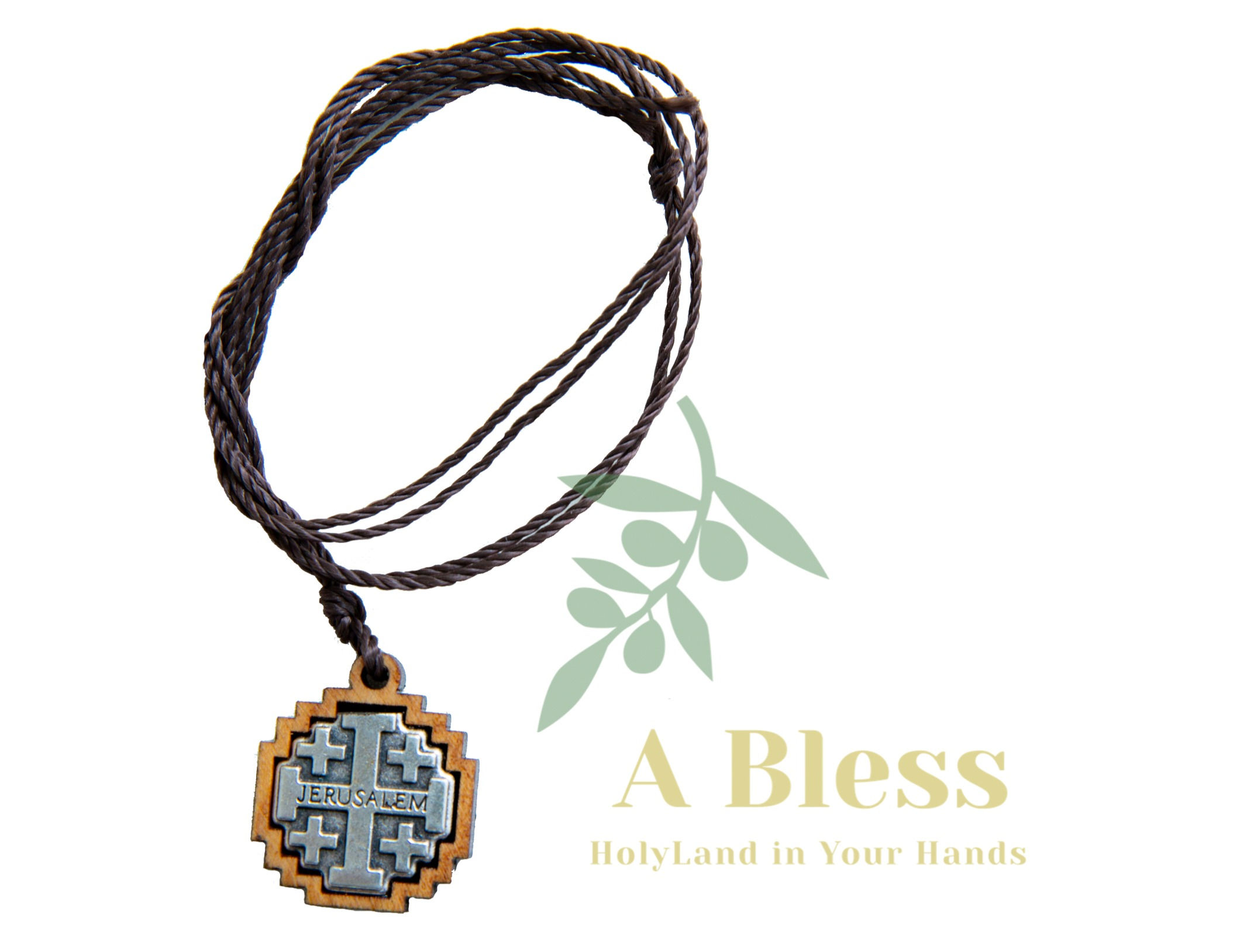 Olive Wood Jerusalem Cross Pendant