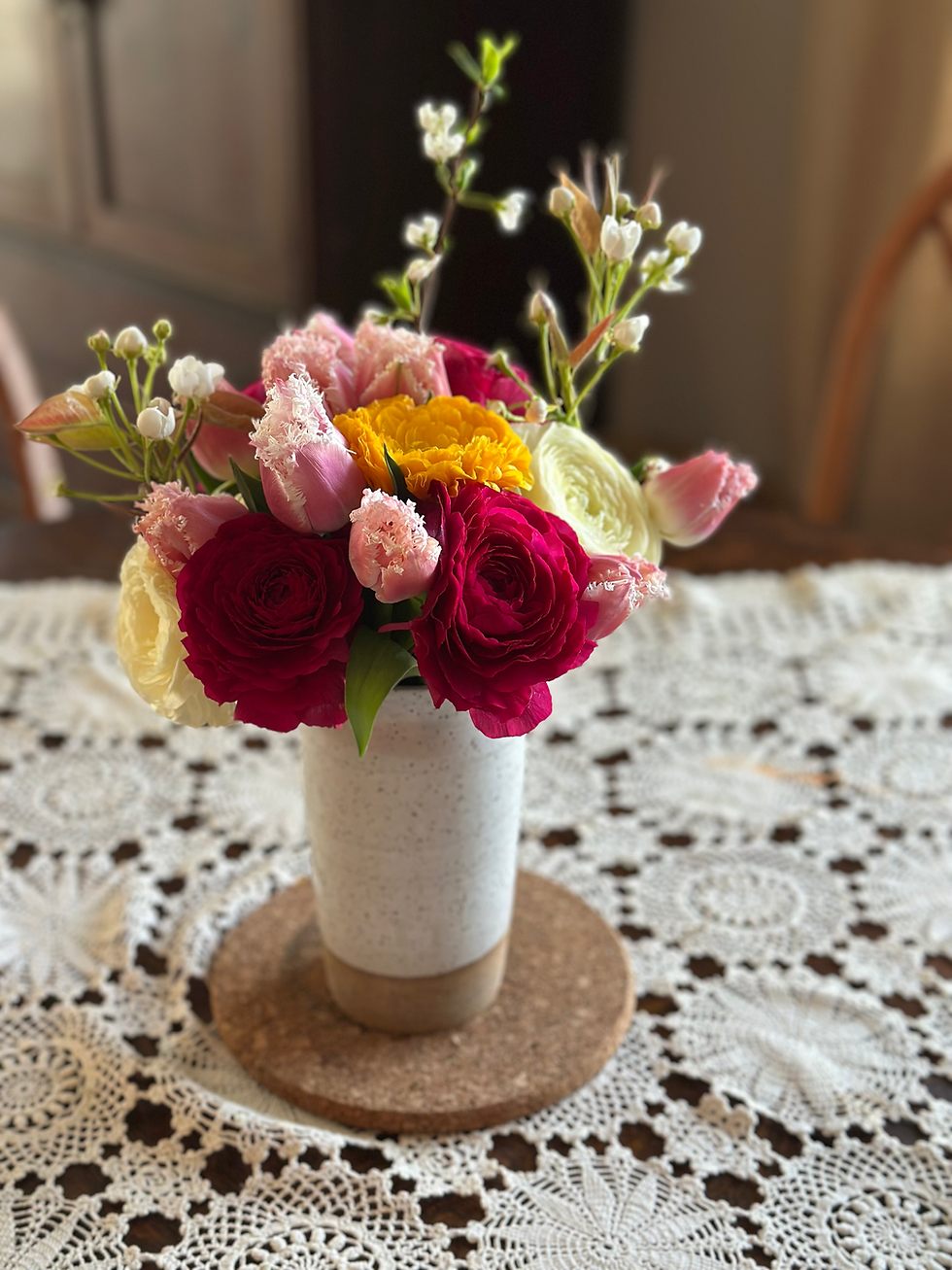 Mother's Day flowers by Blomma Flower Co in Lancaster County.  Add on a hand made vase for mom.
