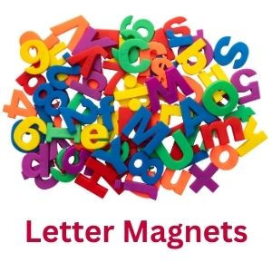 letter magnets for learning in the subject language and arts in the kindergarten