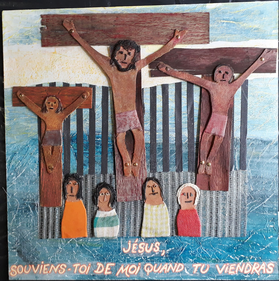 Tableau réalisé par des personnes détenues en maison d'arrêt lors d'un atelier peinture