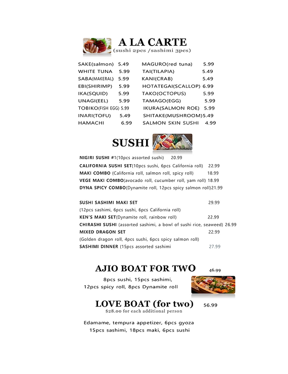 MENU | ajiosushi