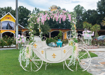 decorated wagon with flowers