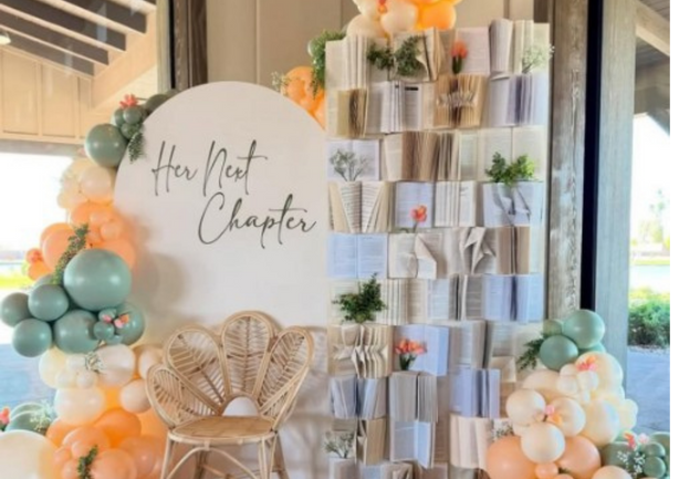 The Invitation → “You’re invited to be part of her story”
Event Details → “Chapter Details”
Schedule → “The Plot”
Photo Gallery → “Memories & Moments”
Guest Book → “Leave a Note in Her Story”
Gifts → “Stock Her Next Chapter” (cute for dorm/apartment gifts)