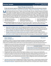 Project Manager resume sample showcasing project delivery, leadership, and measurable results