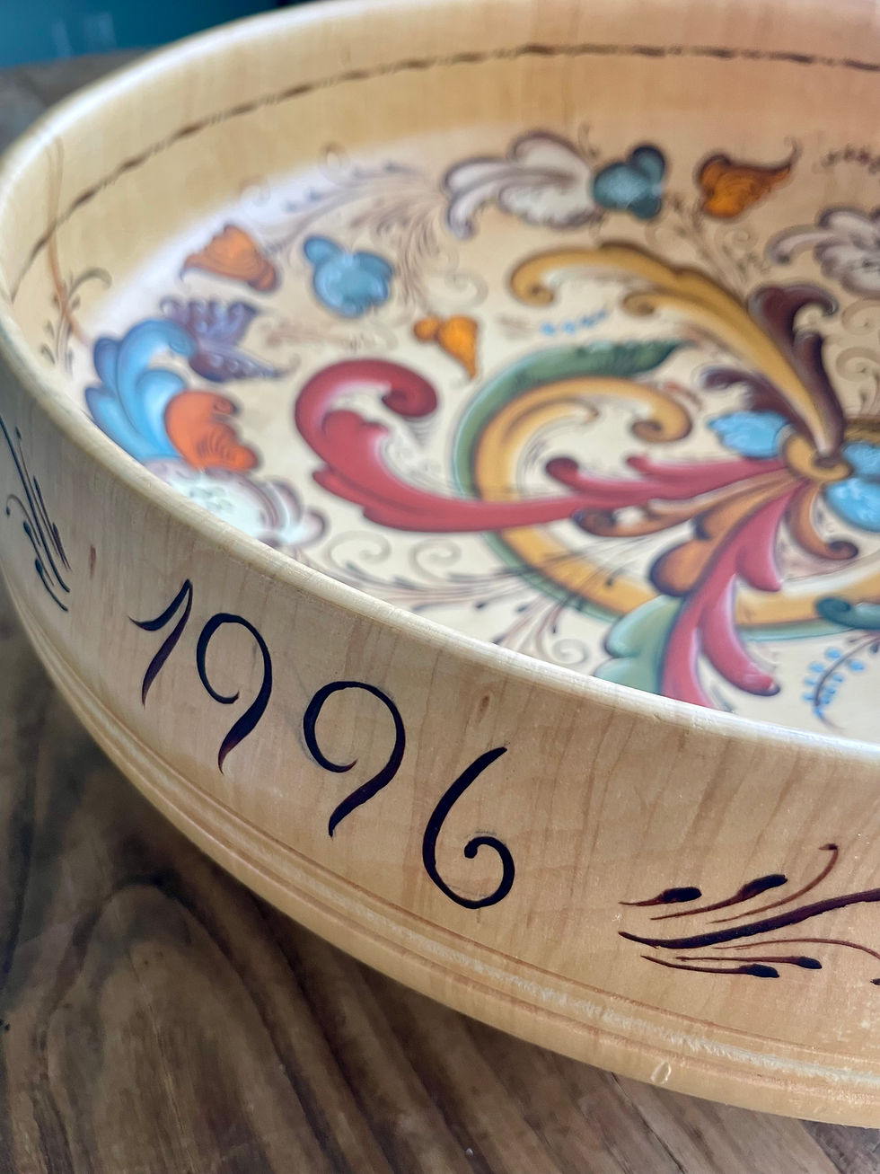 Thumbnail: Large, Handpainted Rosemaling Bowl from Telemark – 1996