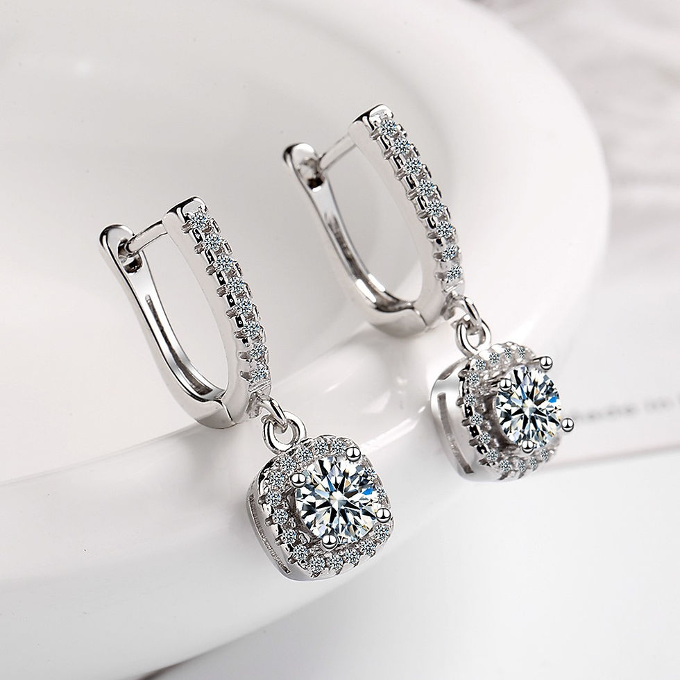 Thumbnail: 2CT Moissanite Huggie Hoop Earring for Women Lab Created Diamond 925 Sterling Si