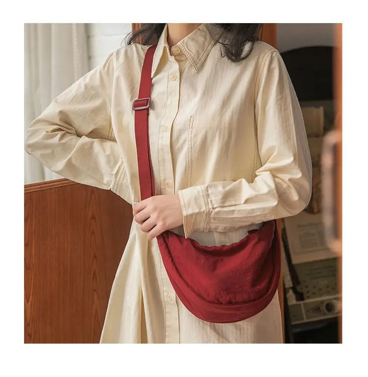 Thumbnail: Solid Color Chest Bag for Women Large Capacity Travel Crossbody Female Half Moon