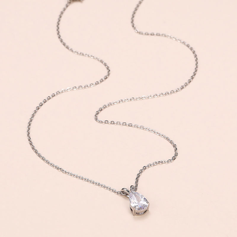 Thumbnail: Huitan Water Drop Cubic Zirconia Crystal Women's Necklace Simple and Elegant Fem
