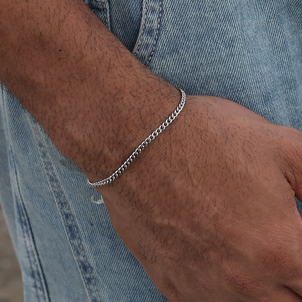 Thumbnail: 3mm Stainless Steel Cuban Chain Bracelet Men's Street Hip Hop Jewelry Accessorie