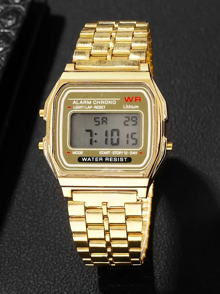 Thumbnail: F91W Steel Strap Watches Women Watch Men Business Clock Multifunction LED Digtal