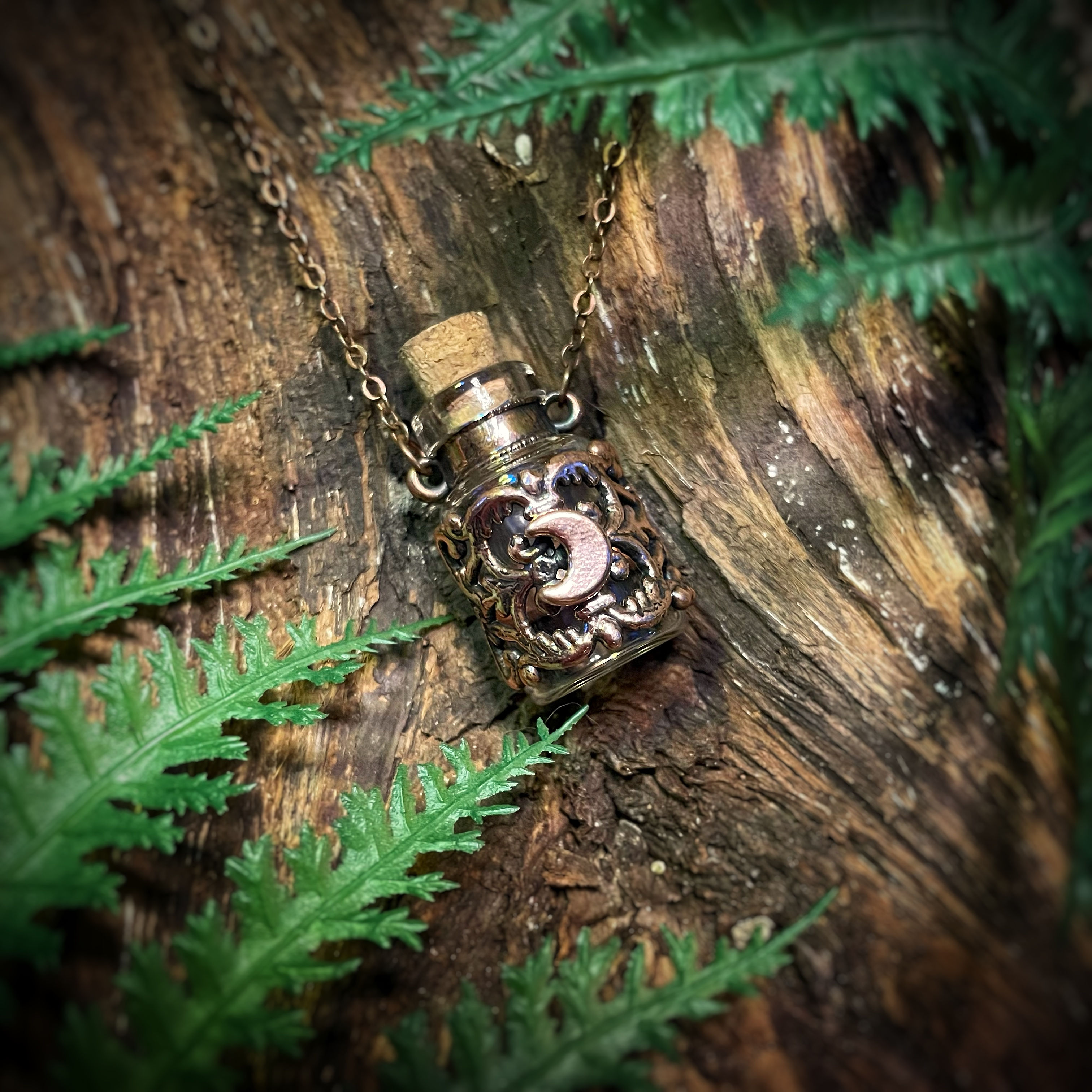 Tiny Electroformed Glass Apothecary Jar Pendant