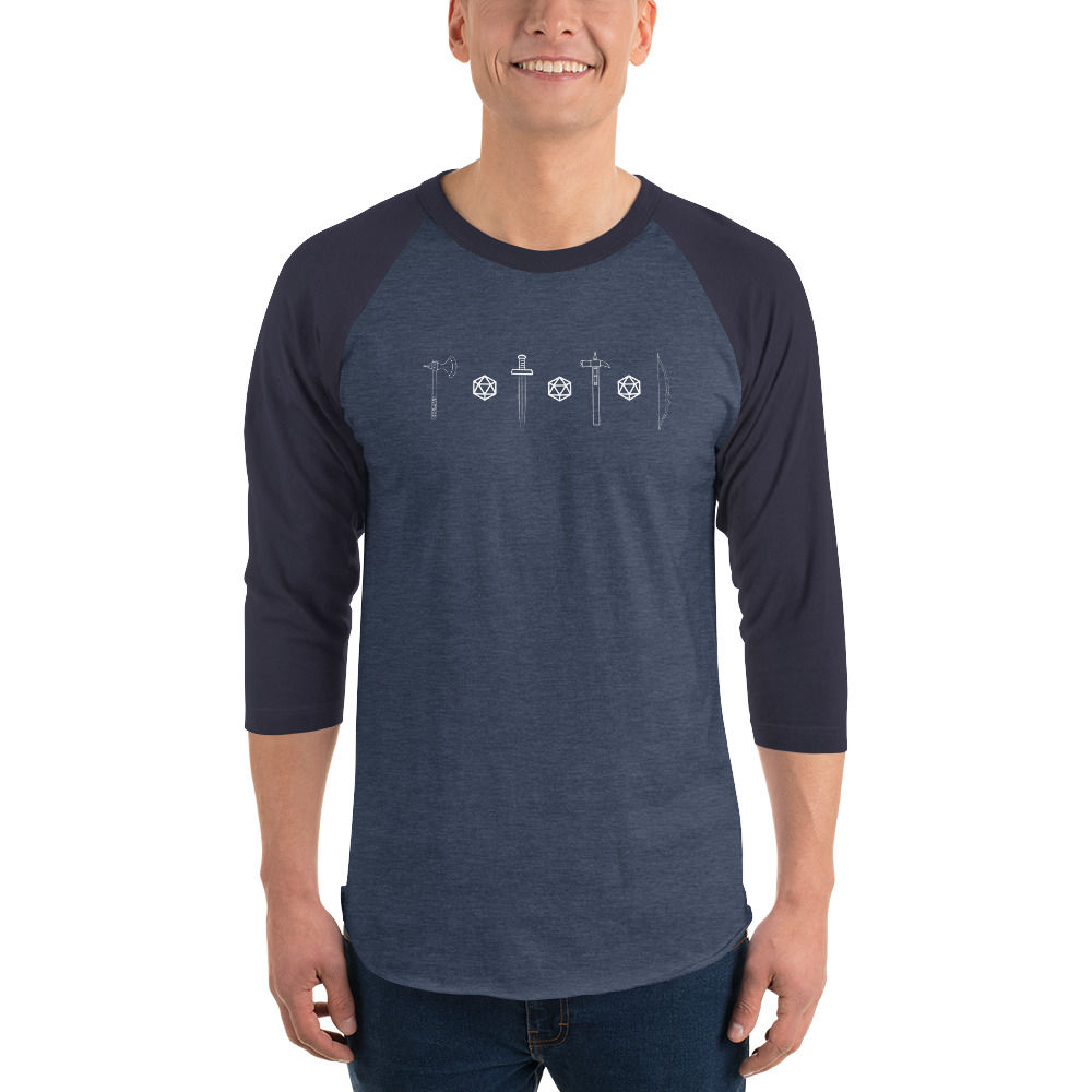 Dice and Dungeons 3/4 sleeve raglan shirt