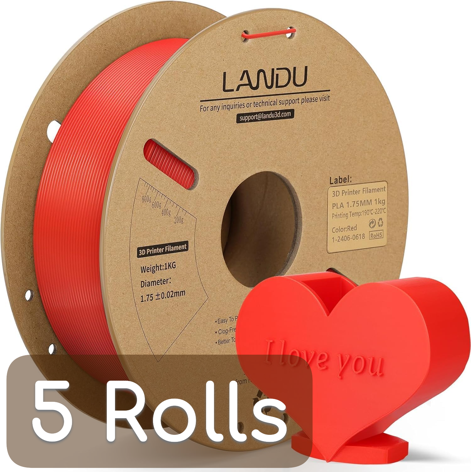 5KG LANDU PLA Filament 1.75mm - Red