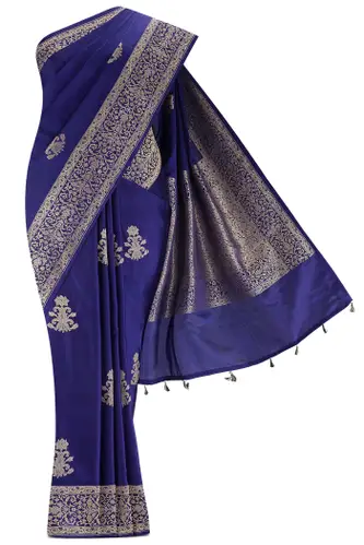 Blue Banarasi Katan Silk Saree