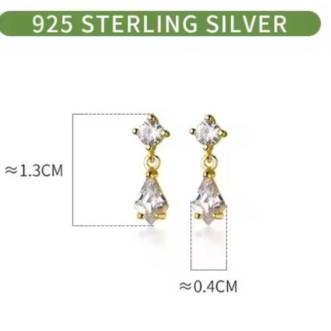 Thumbnail: 925 Sterling Silver Sparkling Stud Earrings - Gold or Silver Finish 