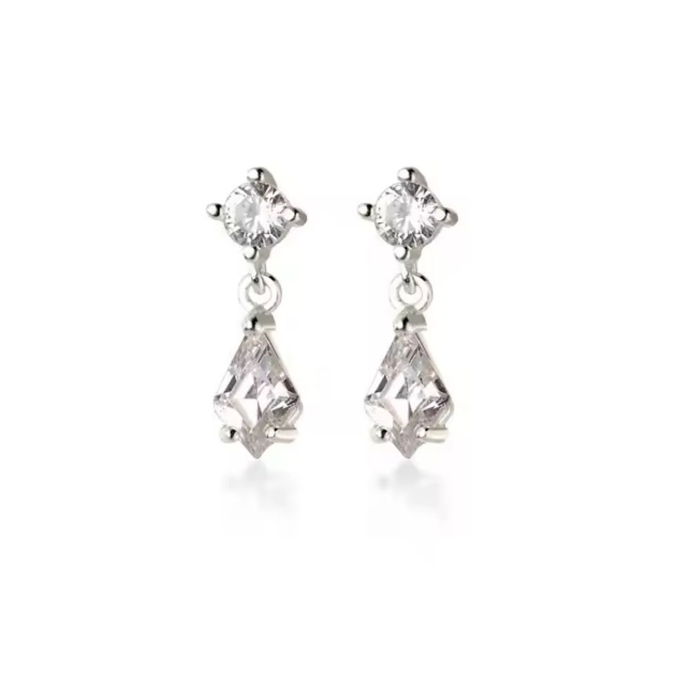 Thumbnail: 925 Sterling Silver Sparkling Stud Earrings - Gold or Silver Finish 