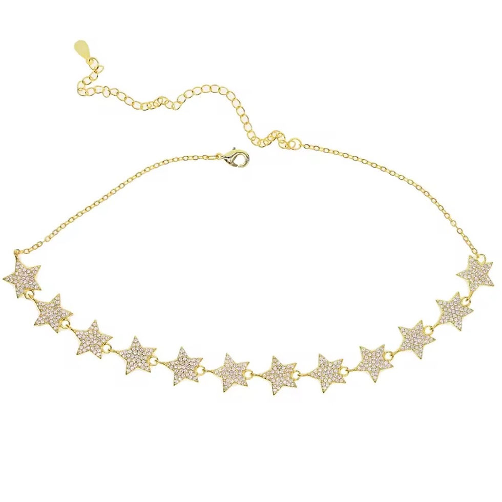 Thumbnail: Stunning AAA micro pave zircon star choker chain necklace - 3 Finishes