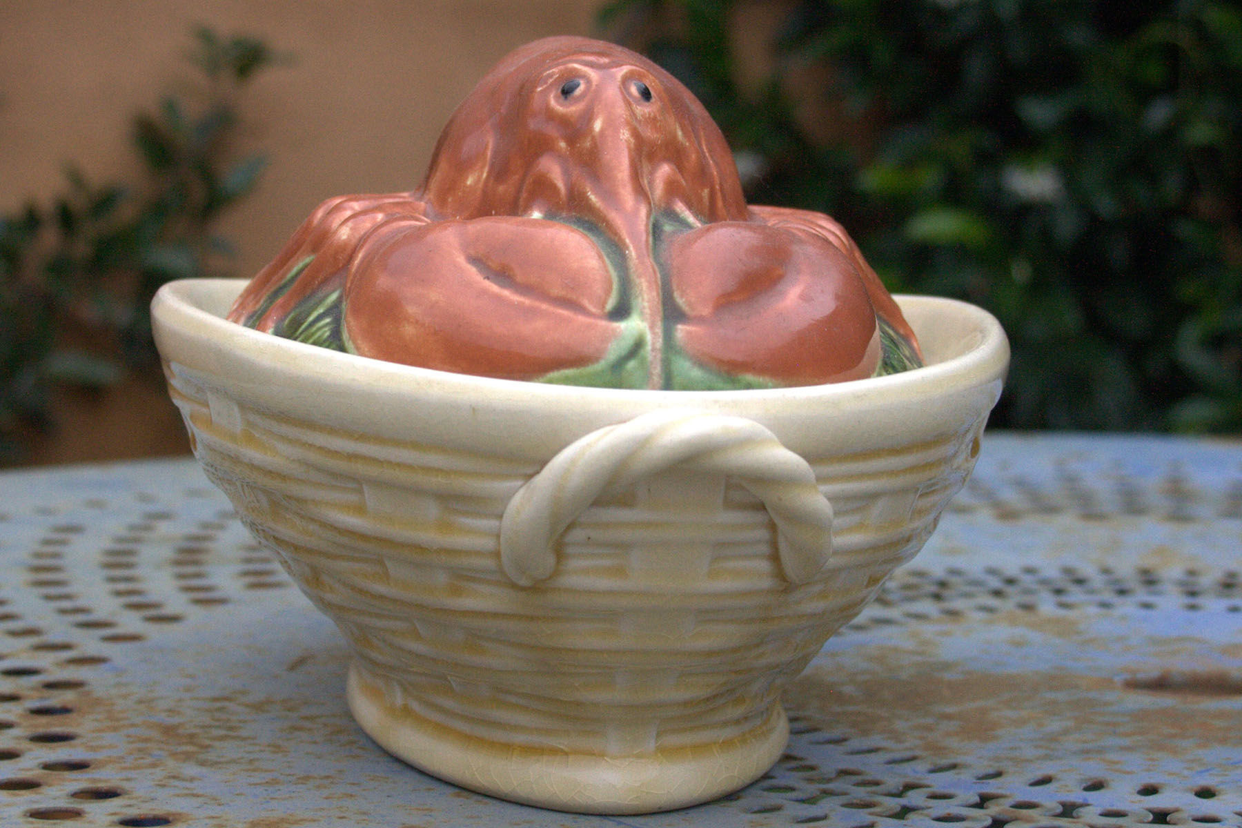 LOBSTER POTTERY CASSEROLE DISH AND COVER. FRENCH.