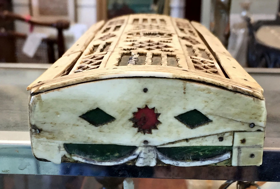 Thumbnail: SAILOR-MADE BOX, FRETTED MARINE IVORY & WHALEBONE.