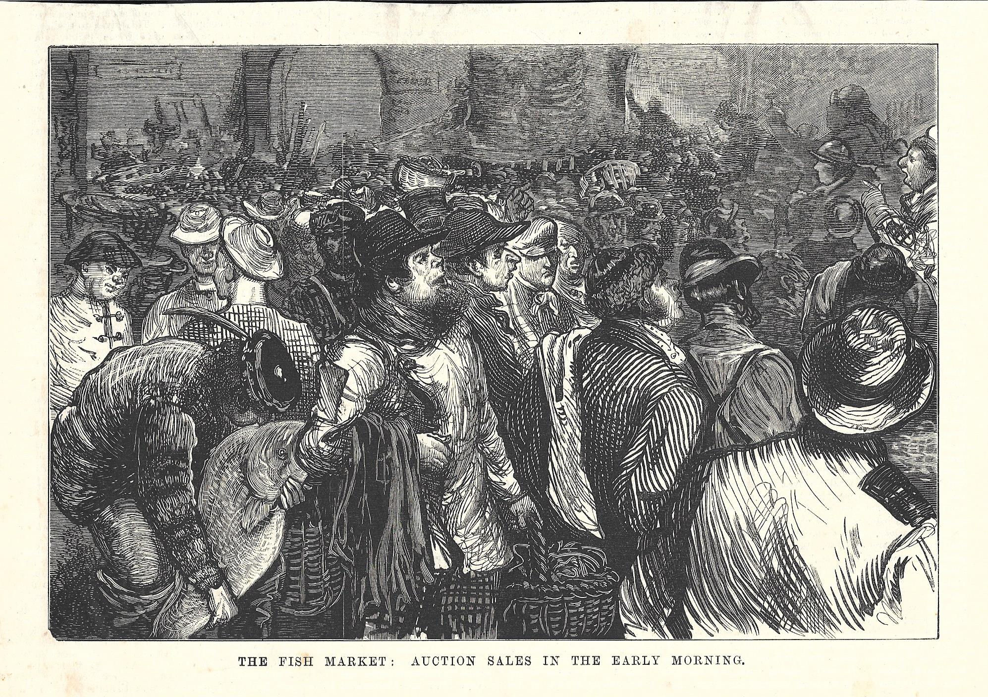 THE FISH MARKET:AUCTION SALES IN THE EARLY MORNING.