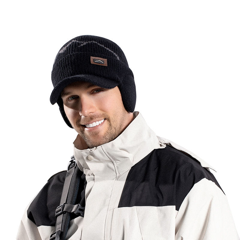 Men's Winter Lined Ear Protection Cycling Hat (One Piece)