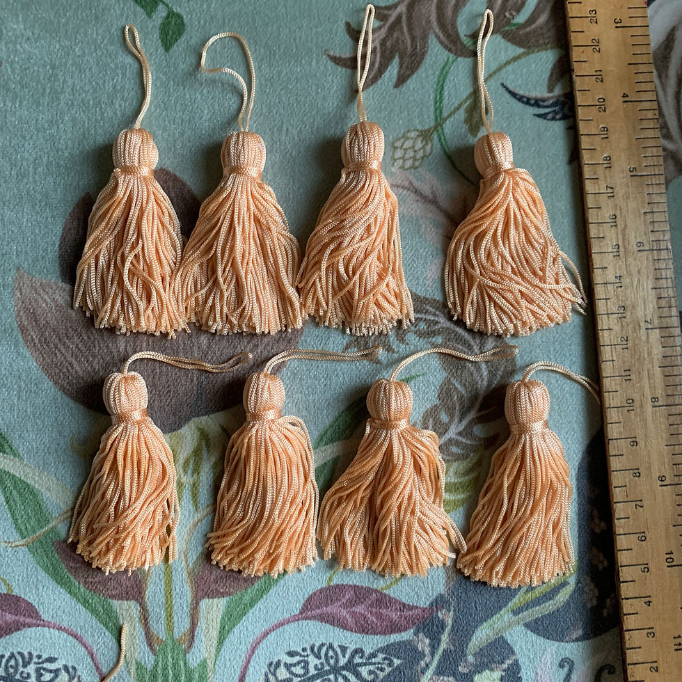 Thumbnail: Set of 8 quality vintage peach silky chainette Lampshade Tassels 6.5cm-7cm