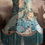Thumbnail: William Morris  Forest teal fringed large 18" fabric lampshade with tassels