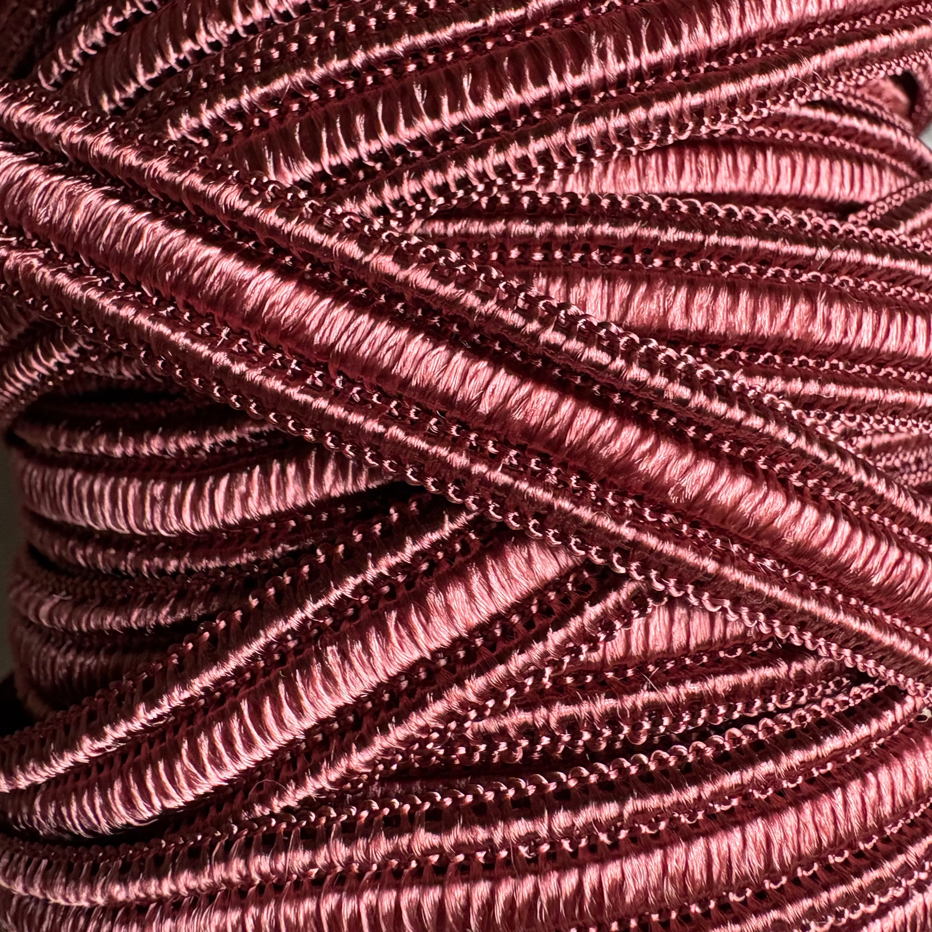 1m of quality 10mm dark/antique rose pink upholstery/lampshade gimp/braid/trim